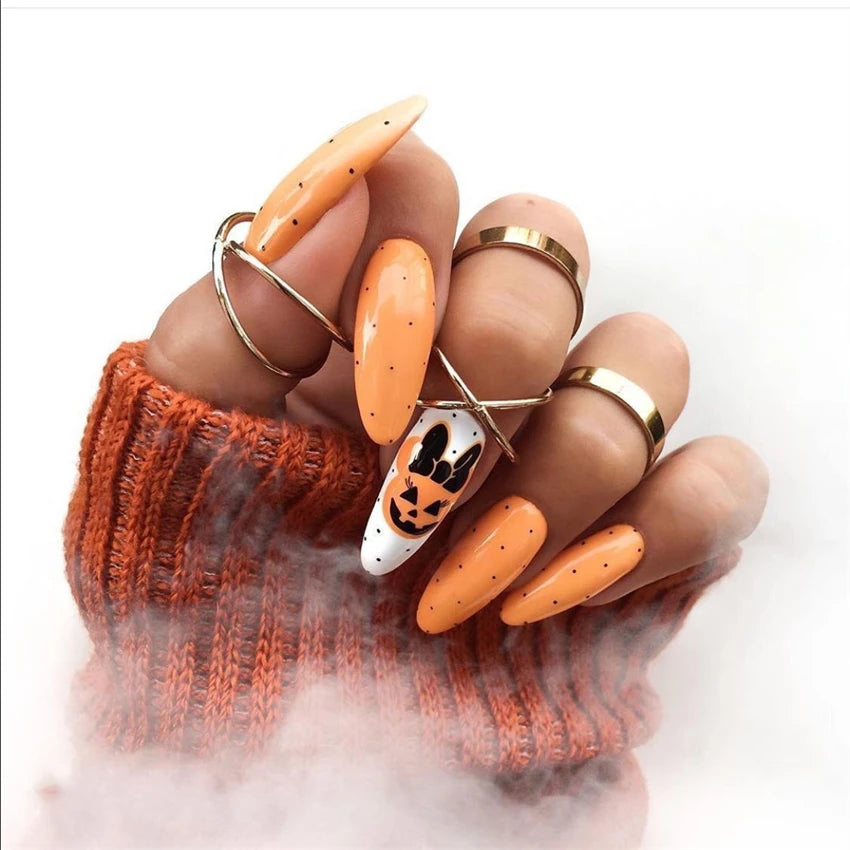 24Pcs/Set Dark Punk Skeleton Long Ballet Fake Nails Art Coffin Wearing Press on Nails False Artifical Acrylic Fake Nail Kits