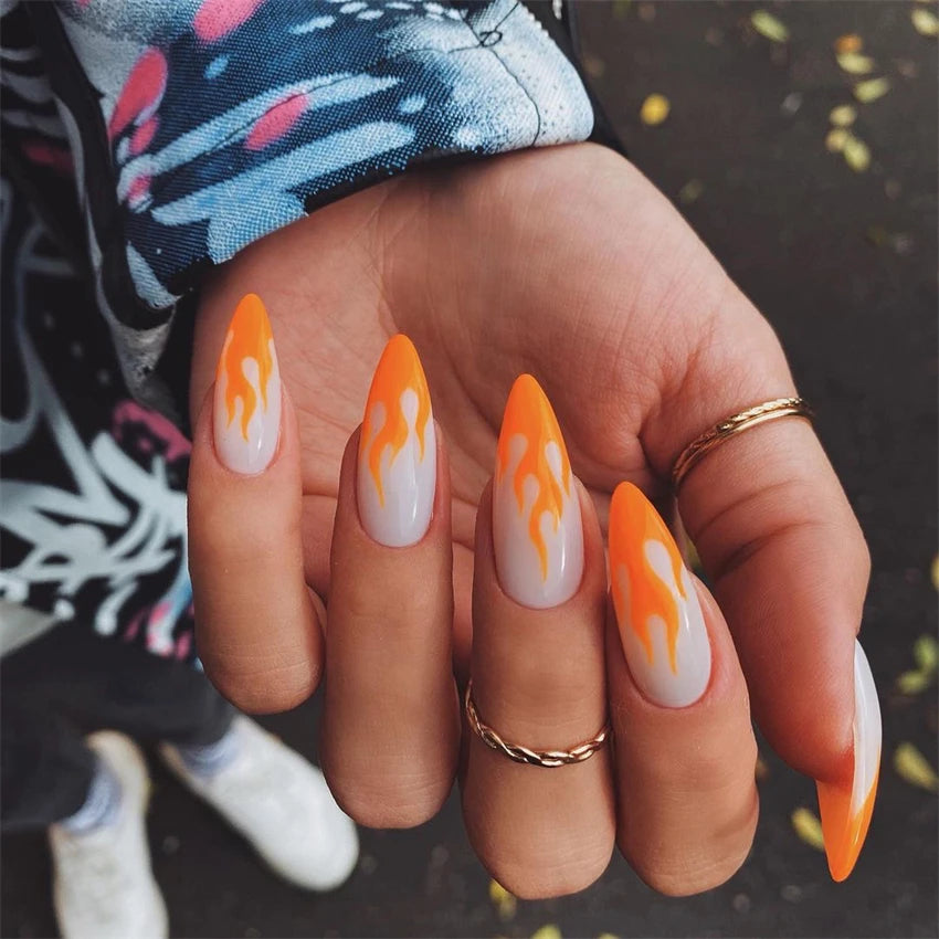 24Pcs/Set Dark Punk Skeleton Long Ballet Fake Nails Art Coffin Wearing Press on Nails False Artifical Acrylic Fake Nail Kits