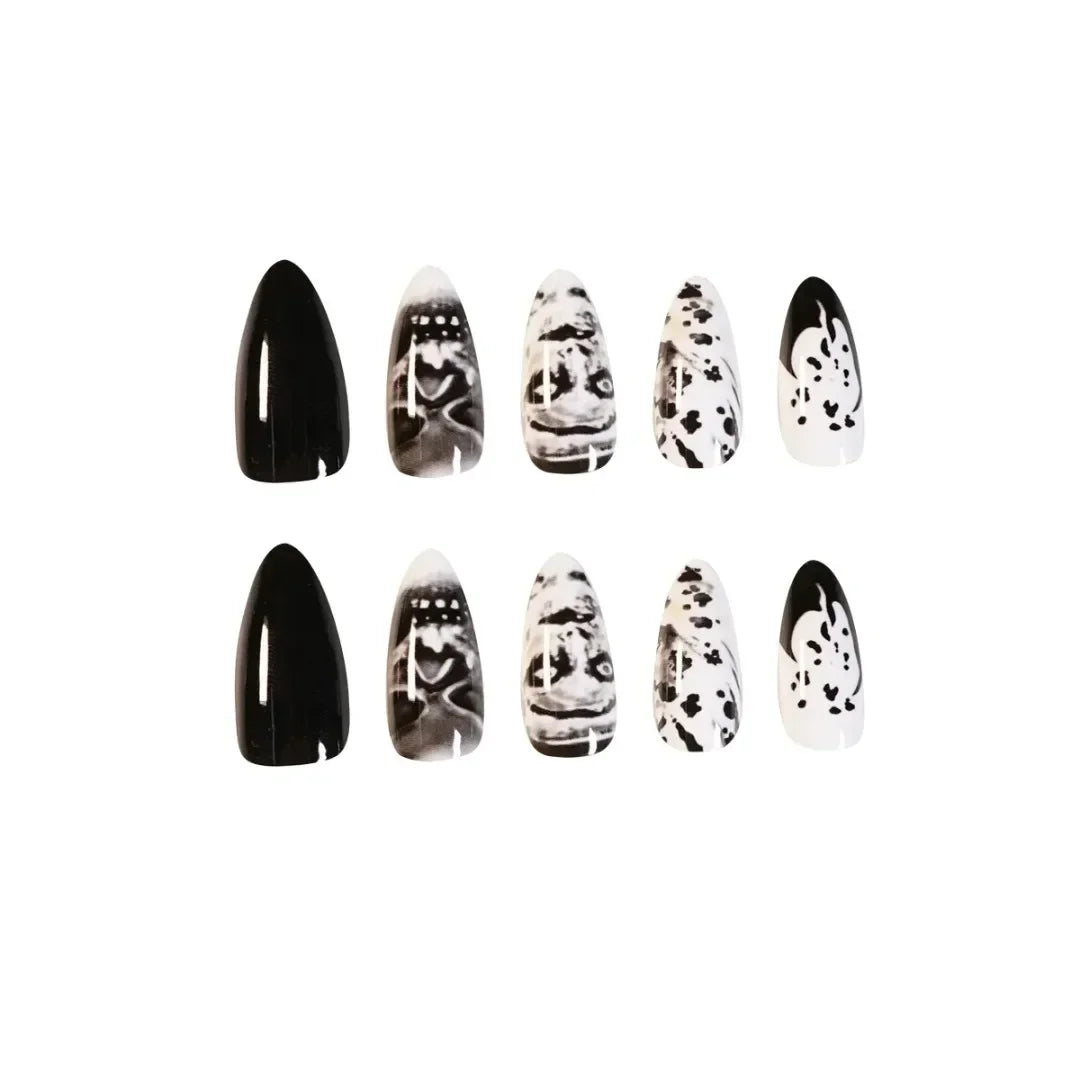 24Pcs/Set Dark Punk Skeleton Long Ballet Fake Nails Art Coffin Wearing Press on Nails False Artifical Acrylic Fake Nail Kits