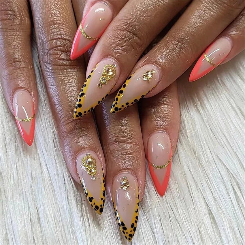 24Pcs/Set Dark Punk Skeleton Long Ballet Fake Nails Art Coffin Wearing Press on Nails False Artifical Acrylic Fake Nail Kits