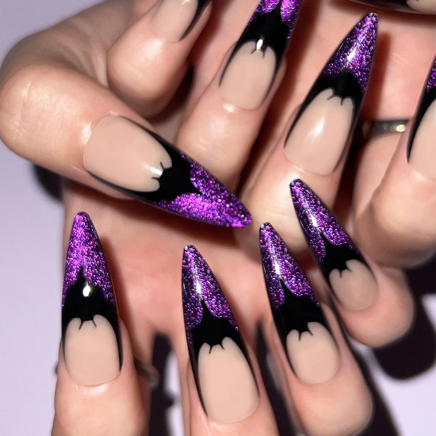 24pcs Red Black Gradient Gothic Fake Nails Press on Nails Long Almond Tree Stripes Designs Ins Punk Frosted False Nails Stiletto