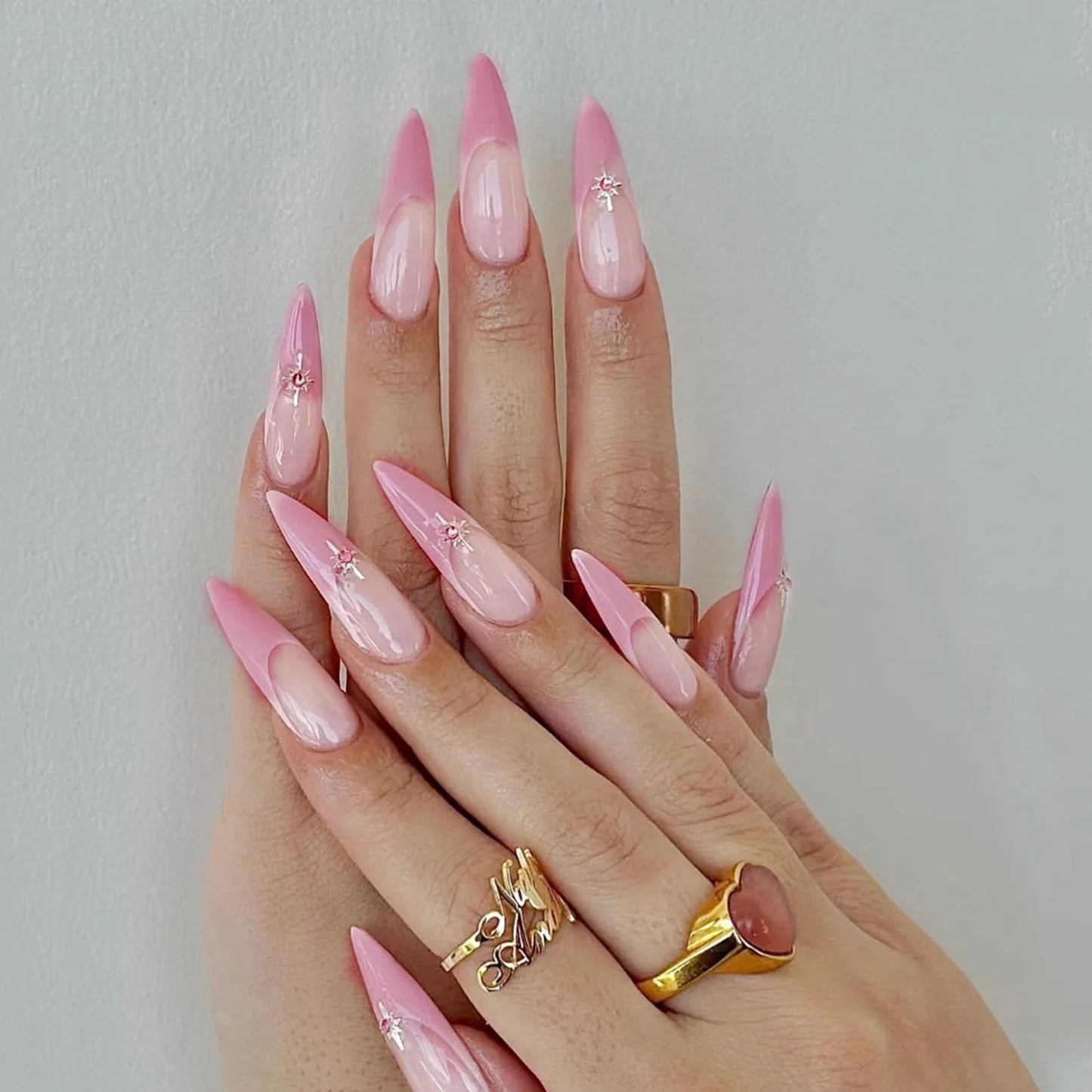 24pcs Punk Metal Fake Nails Press On Finished Long Pointed Silver Mirror y2k Nail Tips Full Cover Stiletto False Nails For Girl