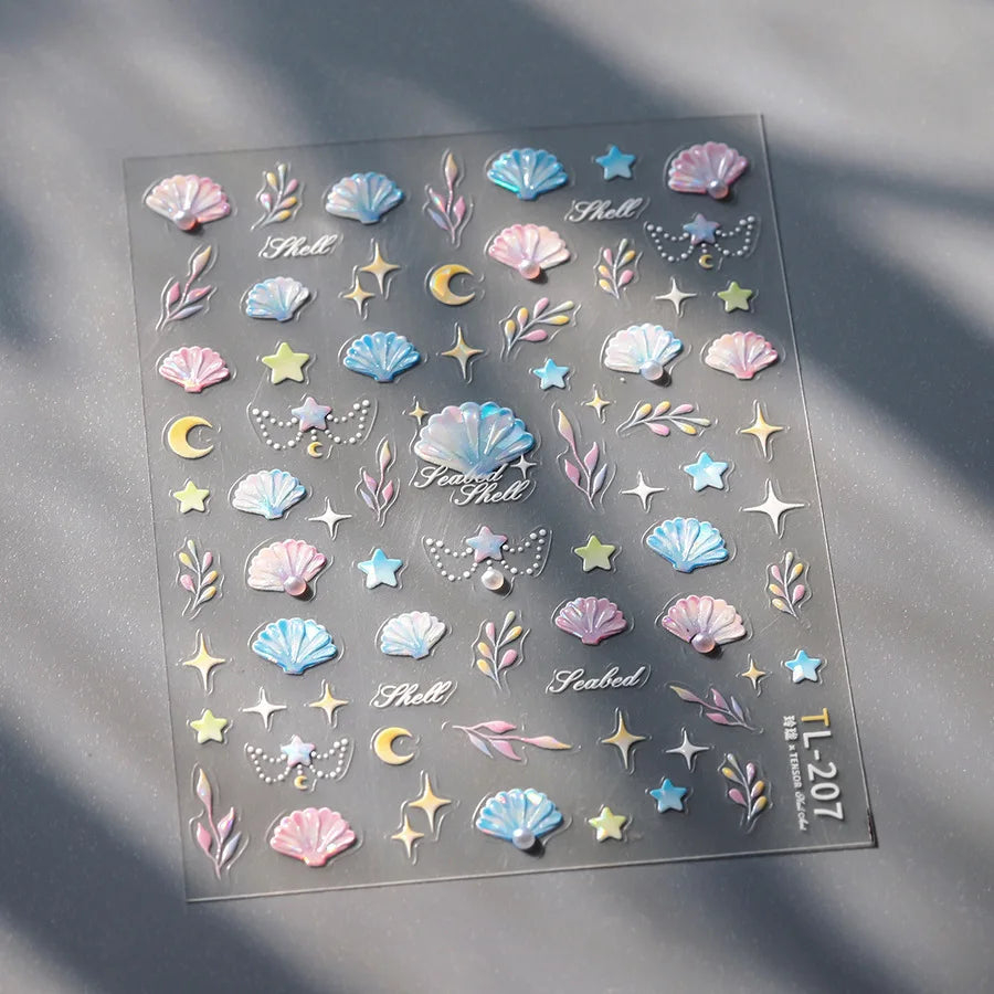 1pcs New 5D Bronzing Punk Heart Moon Nail Art Charms Gothic Star Adhesive Slider Press on Nail Decoration Decals Accessories DIY