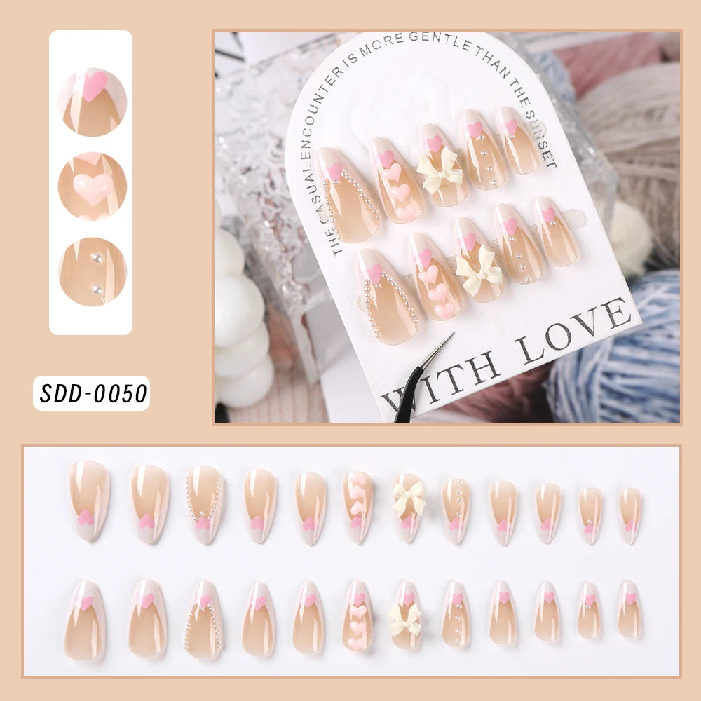 24Pcs 3D kuromi press on nails Y2K Cartoon Handmade Fake Nails Black Gel nail Wearable Nails Cinnamoroll Melody Anime False Nail
