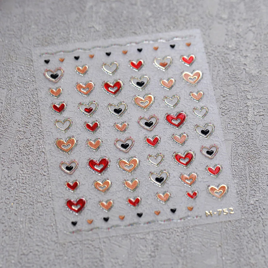 1pcs New 5D Bronzing Punk Heart Moon Nail Art Charms Gothic Star Adhesive Slider Press on Nail Decoration Decals Accessories DIY