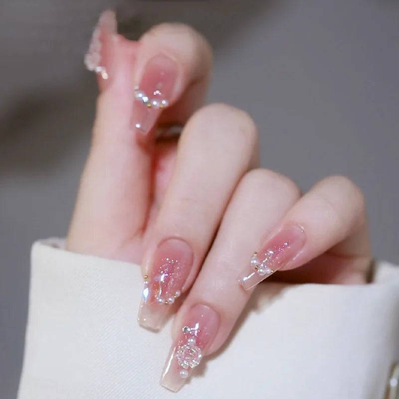 24Pcs 3D kuromi press on nails Y2K Cartoon Handmade Fake Nails Black Gel nail Wearable Nails Cinnamoroll Melody Anime False Nail