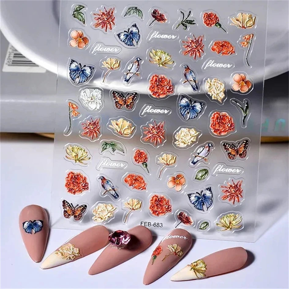 1pcs New 5D Bronzing Punk Heart Moon Nail Art Charms Gothic Star Adhesive Slider Press on Nail Decoration Decals Accessories DIY