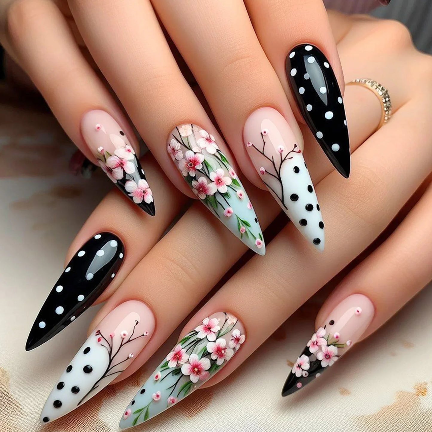 24pcs Halloween Dark Scrub Fake Nails Press on Nails Wearable y2k Nails Super Long Pointy Nails 3D Black Snake False Nails Tip