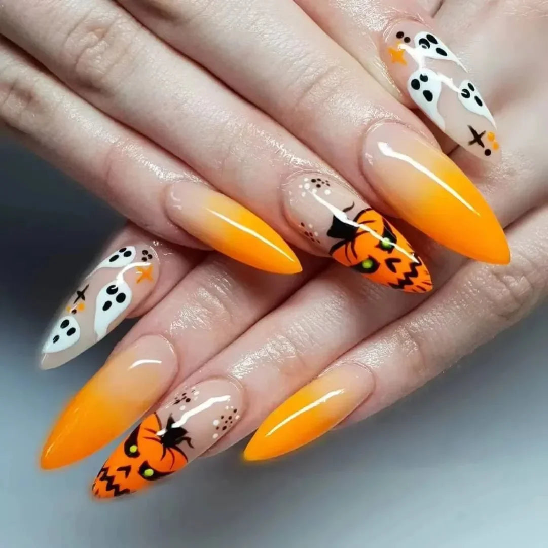 24Pcs/Set Dark Punk Skeleton Long Ballet Fake Nails Art Coffin Wearing Press on Nails False Artifical Acrylic Fake Nail Kits