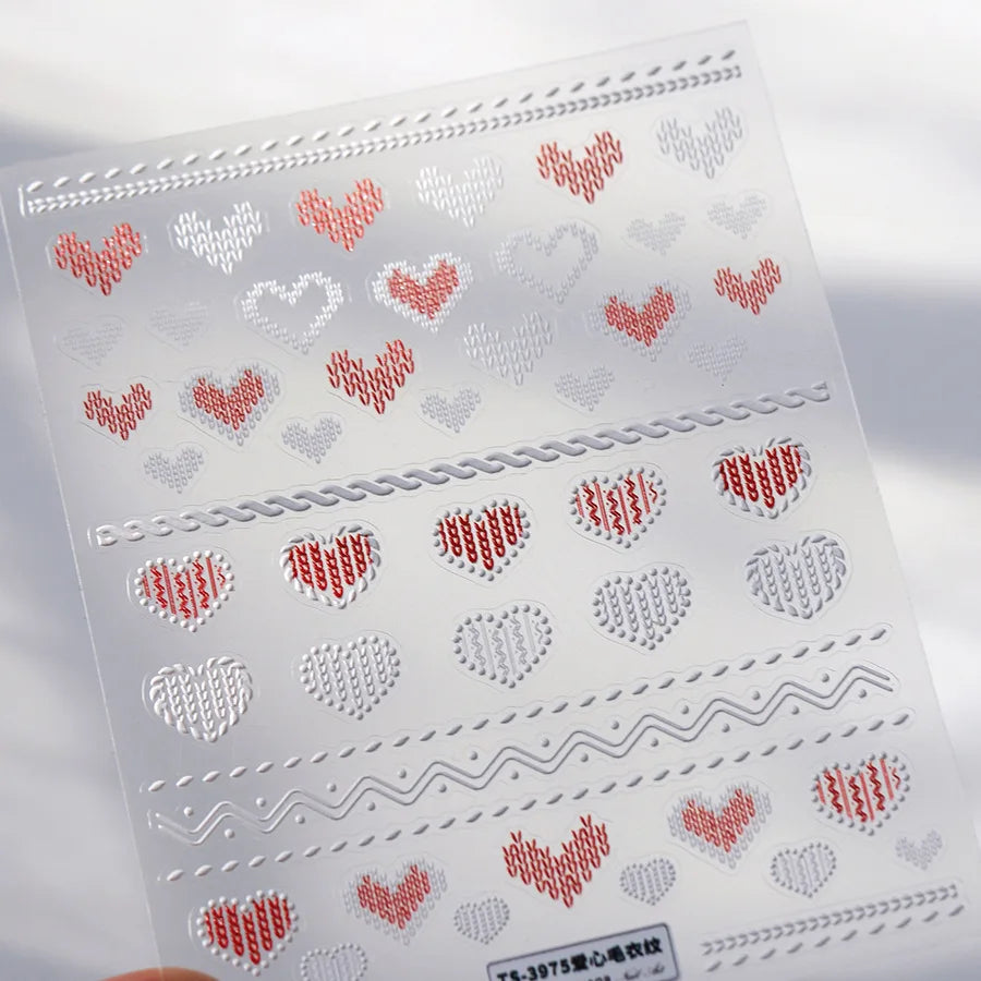 1pcs New 5D Bronzing Punk Heart Moon Nail Art Charms Gothic Star Adhesive Slider Press on Nail Decoration Decals Accessories DIY