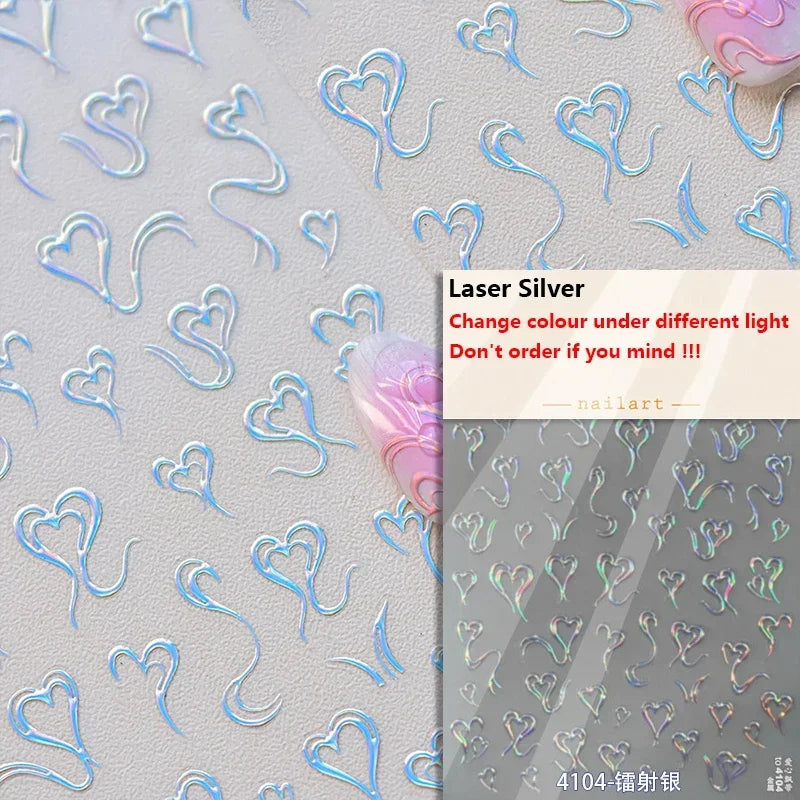 1pcs New 5D Bronzing Punk Heart Moon Nail Art Charms Gothic Star Adhesive Slider Press on Nail Decoration Decals Accessories DIY