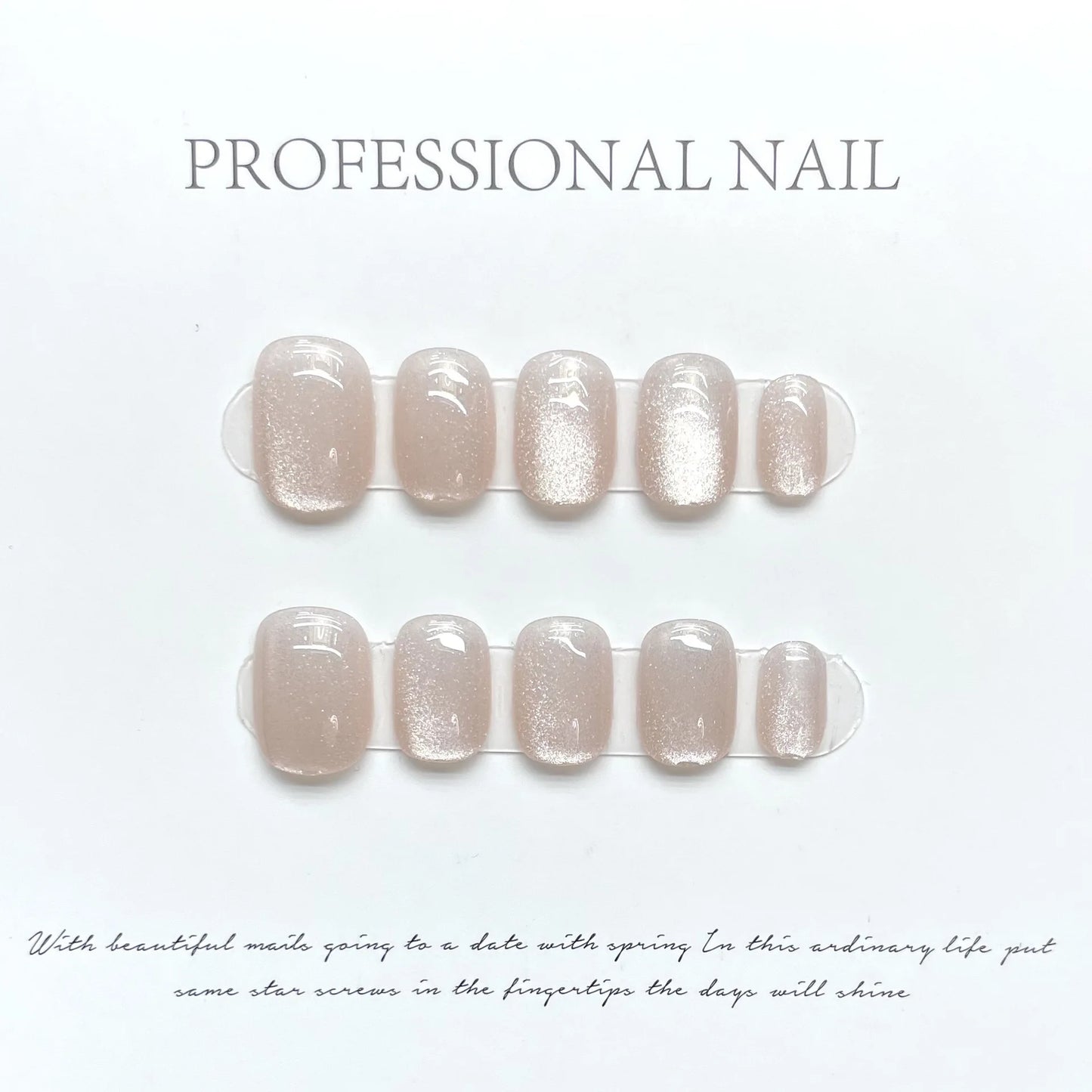 10Pcs Black Fake Handmade Nails with Rhinestone Y2K Cat's Eye French Full Cover Nail Art Tips Short Ballet Press on False Nails