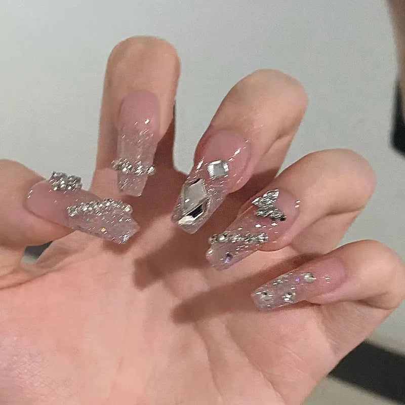 24Pcs 3D kuromi press on nails Y2K Cartoon Handmade Fake Nails Black Gel nail Wearable Nails Cinnamoroll Melody Anime False Nail