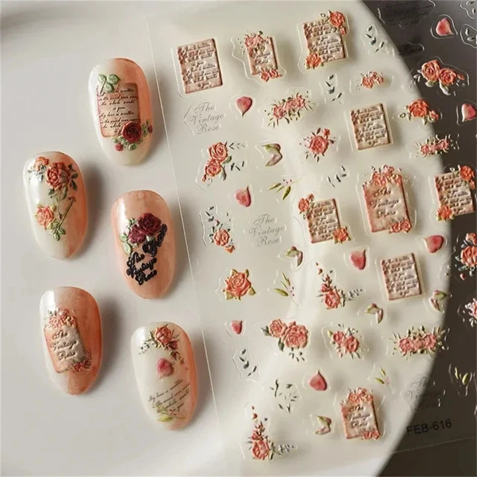 1pcs New 5D Bronzing Punk Heart Moon Nail Art Charms Gothic Star Adhesive Slider Press on Nail Decoration Decals Accessories DIY