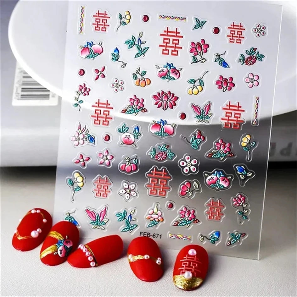 1pcs New 5D Bronzing Punk Heart Moon Nail Art Charms Gothic Star Adhesive Slider Press on Nail Decoration Decals Accessories DIY
