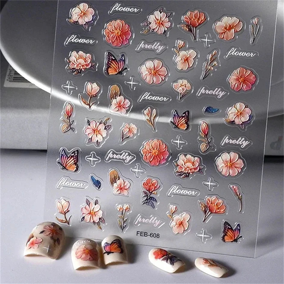1pcs New 5D Bronzing Punk Heart Moon Nail Art Charms Gothic Star Adhesive Slider Press on Nail Decoration Decals Accessories DIY