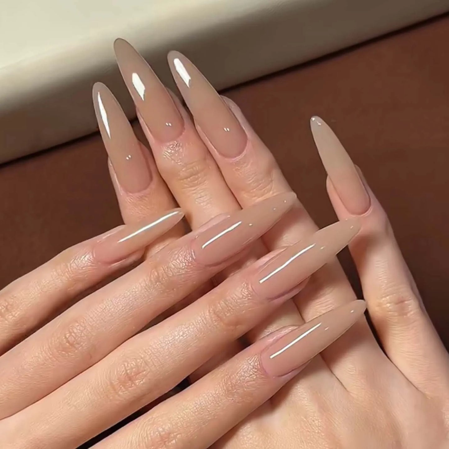 24pcs Punk Metal Fake Nails Press On Finished Long Pointed Silver Mirror y2k Nail Tips Full Cover Stiletto False Nails For Girl