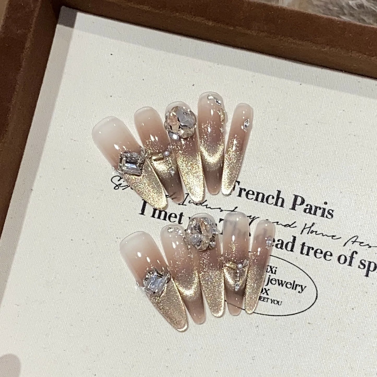 10pc detachable stiletto almond dark cool y2k press on nails ballet Black chain handmade full cover fake nail with glue Nail Art
