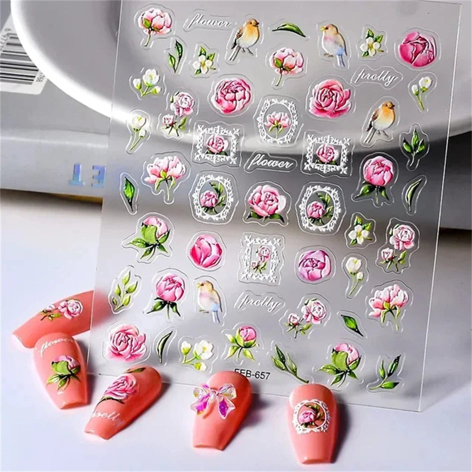 1pcs New 5D Bronzing Punk Heart Moon Nail Art Charms Gothic Star Adhesive Slider Press on Nail Decoration Decals Accessories DIY
