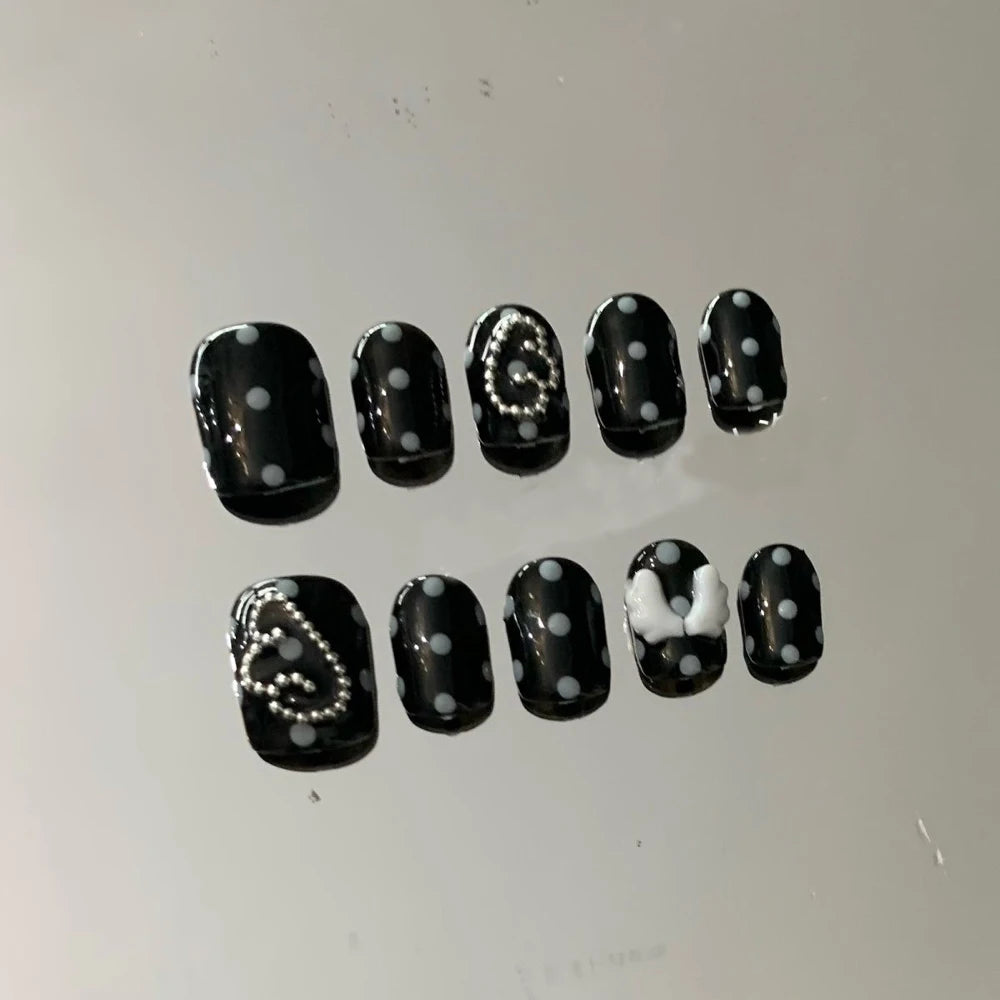 Y2K Punk Style Long Coffin Stiletto Handmade Fake Nails Spice Girls 3D Hello Kitty Flowers Heavy Metal Diamond Wearable Nails