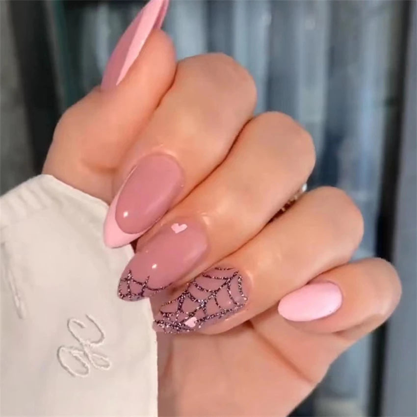24Pcs/Set Dark Punk Skeleton Long Ballet Fake Nails Art Coffin Wearing Press on Nails False Artifical Acrylic Fake Nail Kits