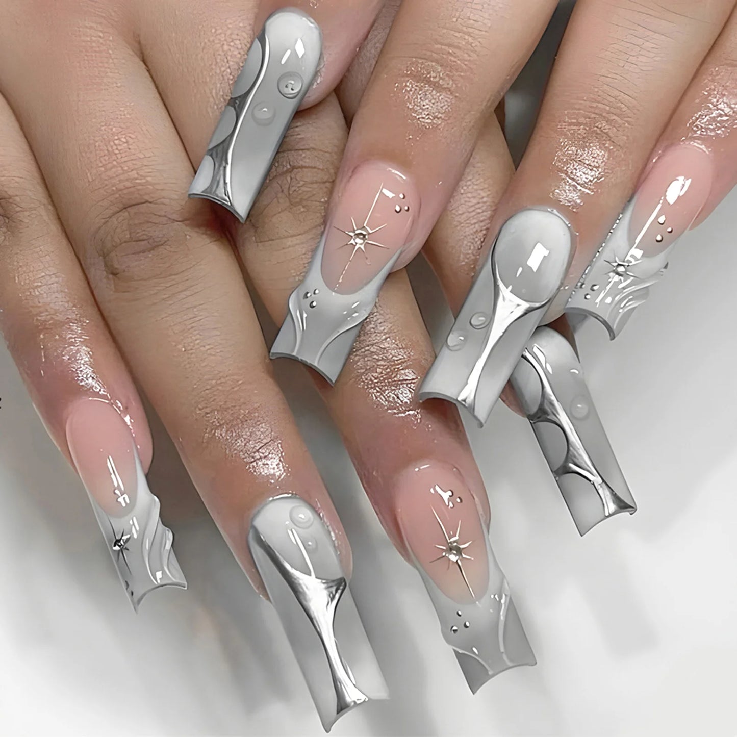 24pcs Halloween Dark Scrub Fake Nails Press on Nails Wearable y2k Nails Super Long Pointy Nails 3D Black Snake False Nails Tip