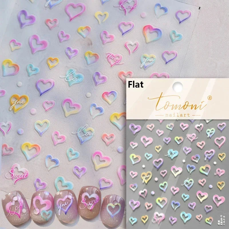 1pcs New 5D Bronzing Punk Heart Moon Nail Art Charms Gothic Star Adhesive Slider Press on Nail Decoration Decals Accessories DIY
