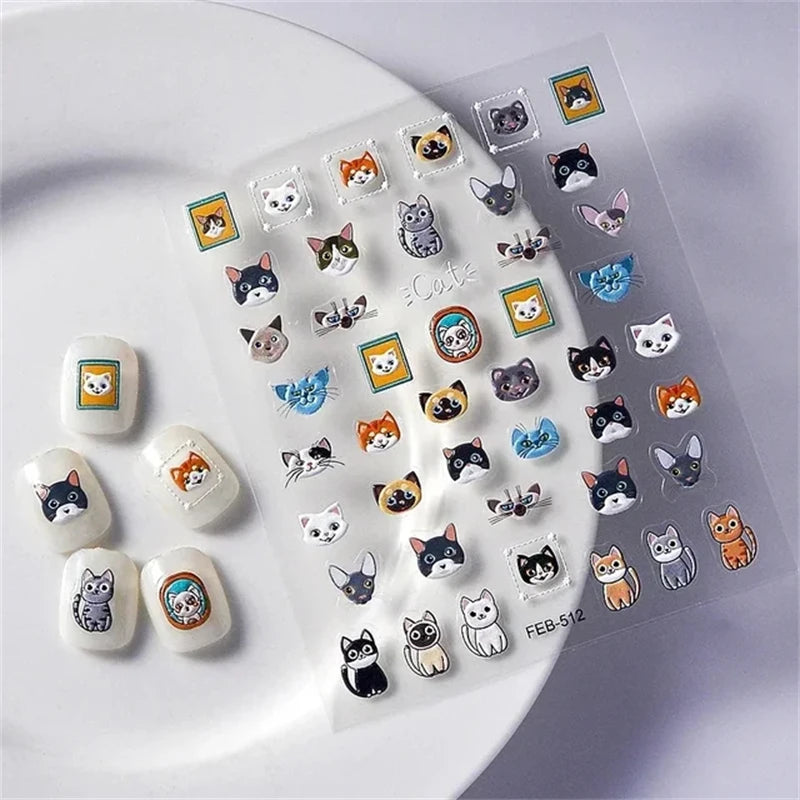 1pcs New 5D Bronzing Punk Heart Moon Nail Art Charms Gothic Star Adhesive Slider Press on Nail Decoration Decals Accessories DIY