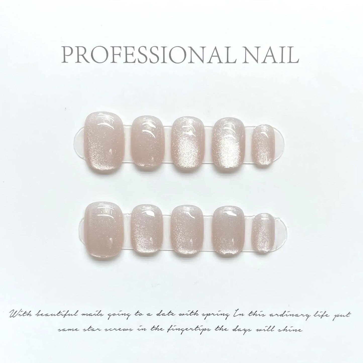 10Pcs Black Fake Handmade Nails with Rhinestone Y2K Cat's Eye French Full Cover Nail Art Tips Short Ballet Press on False Nails