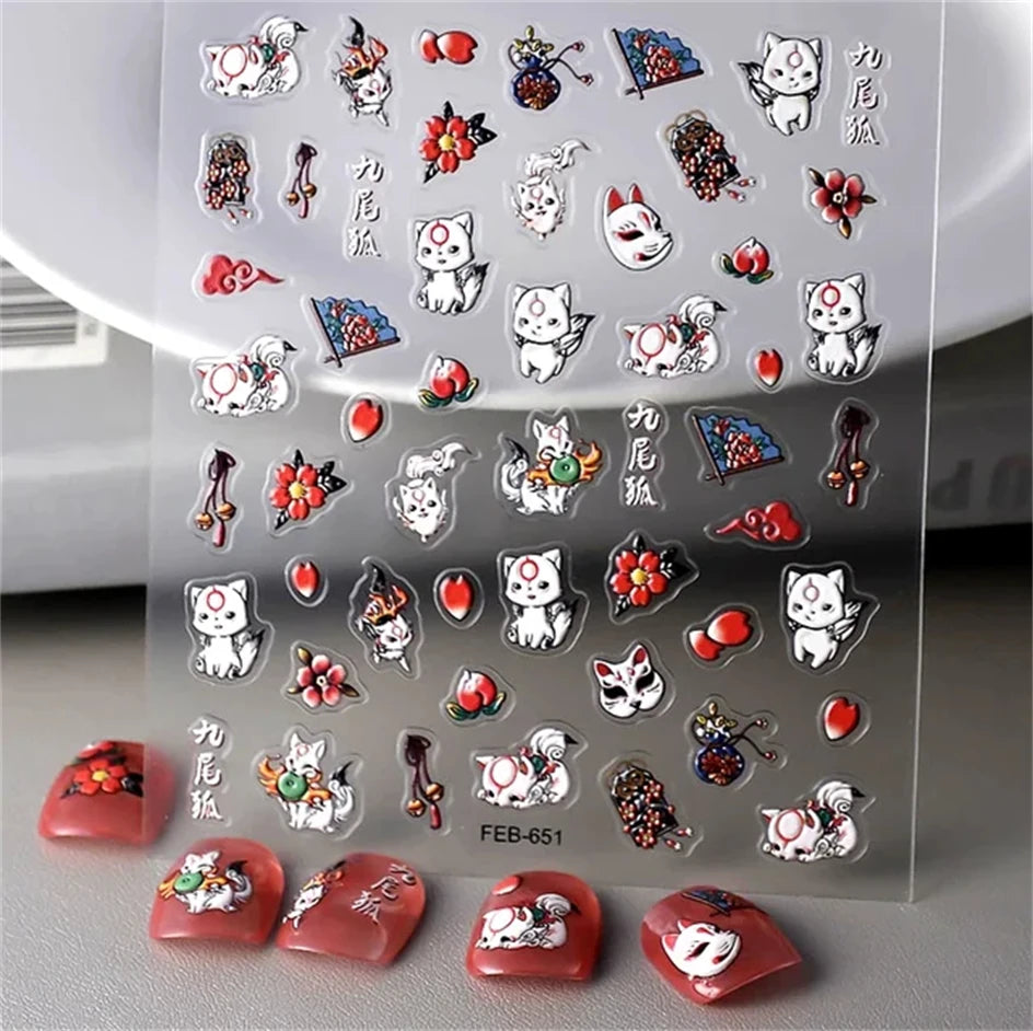 1pcs New 5D Bronzing Punk Heart Moon Nail Art Charms Gothic Star Adhesive Slider Press on Nail Decoration Decals Accessories DIY