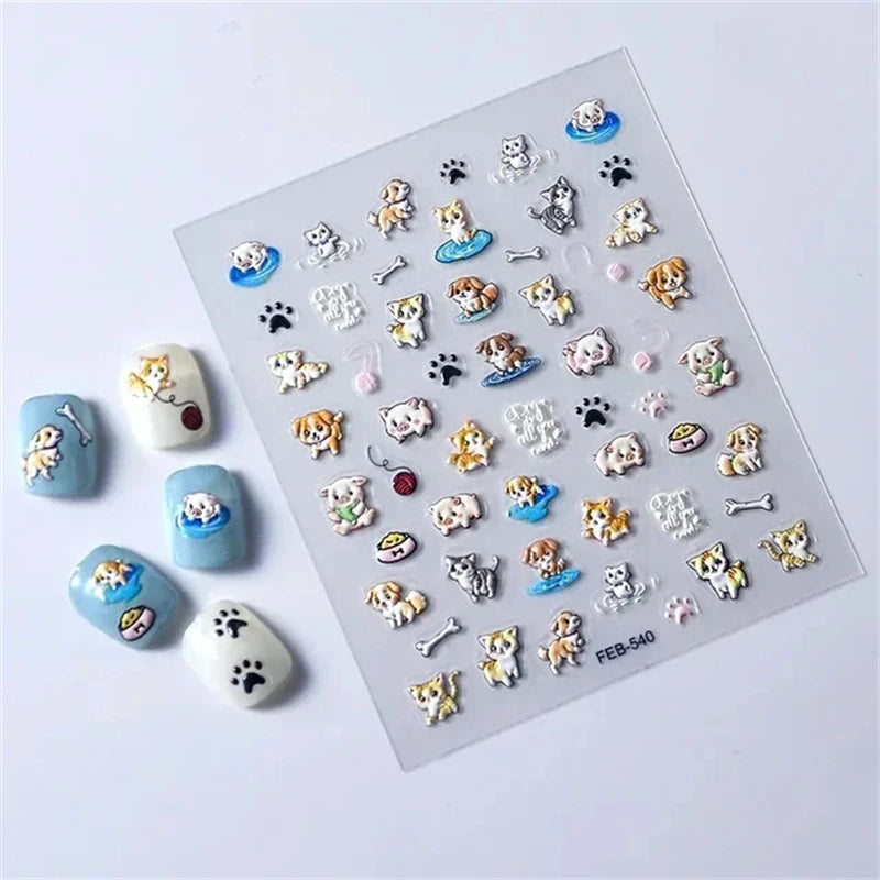 1pcs New 5D Bronzing Punk Heart Moon Nail Art Charms Gothic Star Adhesive Slider Press on Nail Decoration Decals Accessories DIY