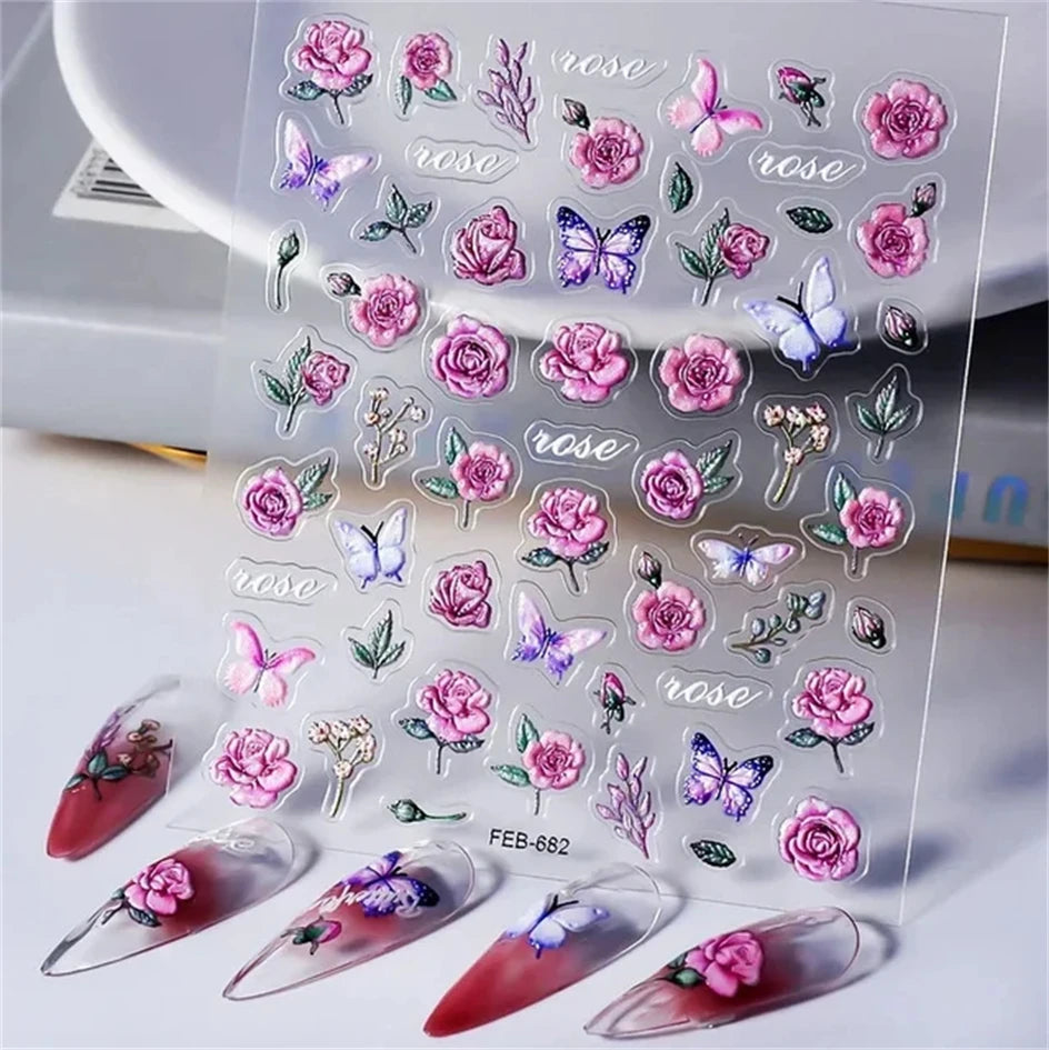 1pcs New 5D Bronzing Punk Heart Moon Nail Art Charms Gothic Star Adhesive Slider Press on Nail Decoration Decals Accessories DIY