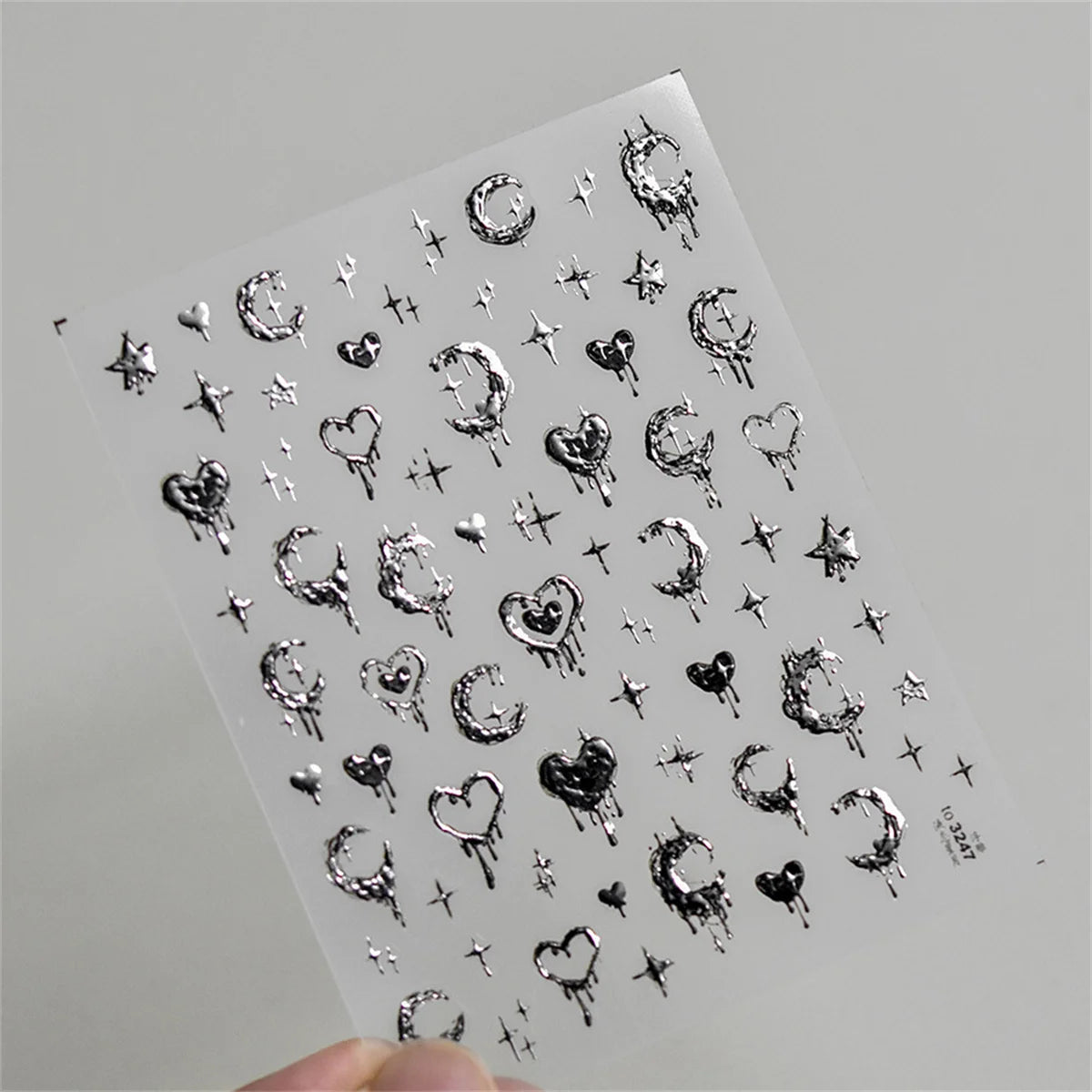 1pcs New 5D Bronzing Punk Heart Moon Nail Art Charms Gothic Star Adhesive Slider Press on Nail Decoration Decals Accessories DIY