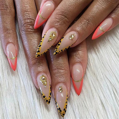 24Pcs/Set Dark Punk Skeleton Long Ballet Fake Nails Art Coffin Wearing Press on Nails False Artifical Acrylic Fake Nail Kits