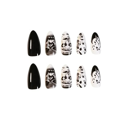 24Pcs/Set Dark Punk Skeleton Long Ballet Fake Nails Art Coffin Wearing Press on Nails False Artifical Acrylic Fake Nail Kits