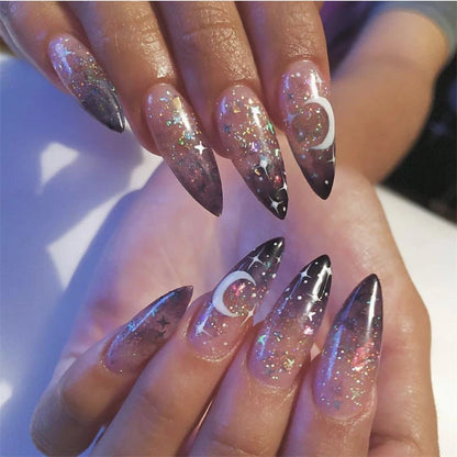 24Pcs/Set Dark Punk Skeleton Long Ballet Fake Nails Art Coffin Wearing Press on Nails False Artifical Acrylic Fake Nail Kits