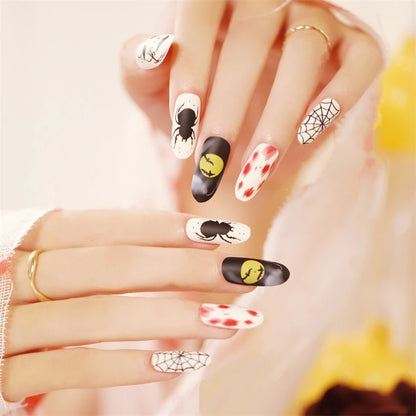 24Pcs/Set Dark Punk Skeleton Long Ballet Fake Nails Art Coffin Wearing Press on Nails False Artifical Acrylic Fake Nail Kits